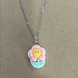 Pink Flower Pendant Necklace